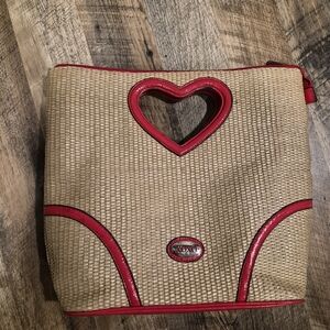 XOXO Tan and Red Heart Accent Women's Bag